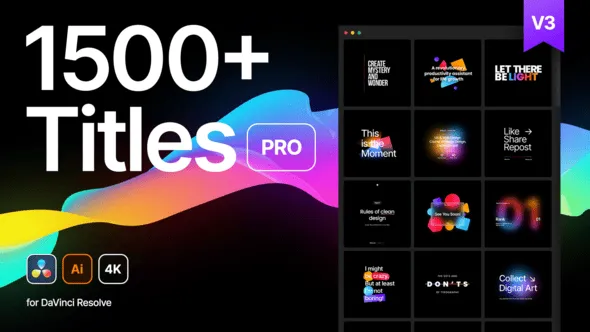 达芬奇模板-Titles Pro V3 DaVinci Resolve 900+文字标题视频字幕动画DaVinci Resolve模板下载 Titles Pro | DaVinci Resolve