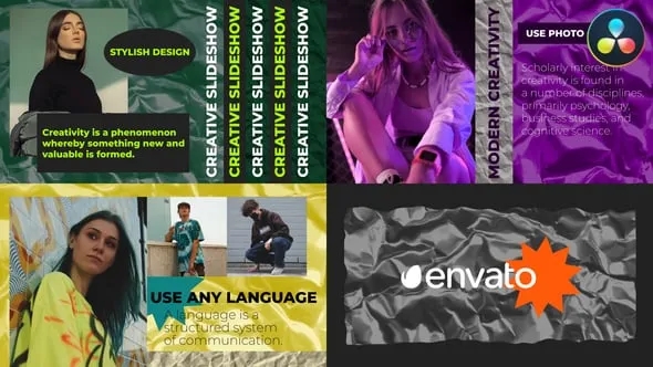 达芬奇模板-抽象五彩艺术皱纸动画背景时尚杂志宣传创意片头DaVinci Resolve模板下载 Design Slideshow for DaVinci Resolve