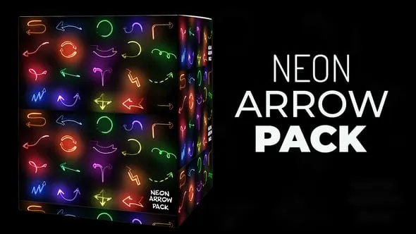 达芬奇模板-霓虹灯发光箭头动画DaVinci Resolve模板下载 Neon Arrow Pack
