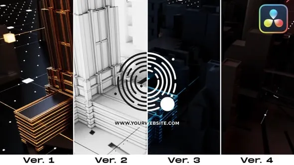 达芬奇模板-数字城市摩天大楼技术标志动画DaVinci Resolve模板下载 Data City Logo Reveal