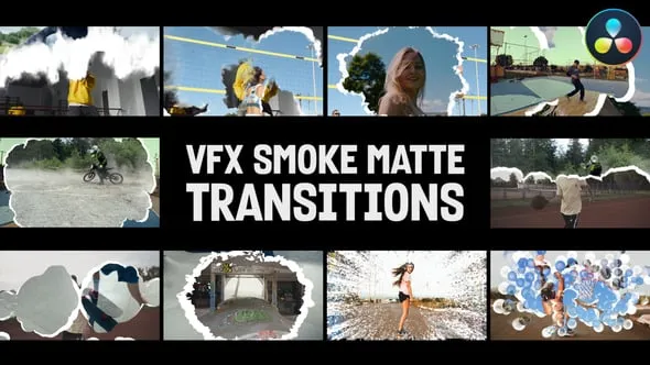 达芬奇模板-卡通烟雾遮罩过渡VFX Smoke Matte Transitions DaVinci Resolve模板下载 VFX Smoke Matte Transitions for DaVinci Resolve