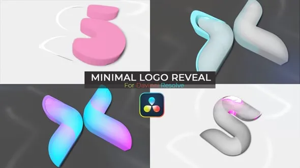 达芬奇模板-简单光泽感3D标志LOGO演绎片头片尾动画DaVinci Resolve模板下载 Minimal Logo Reveal