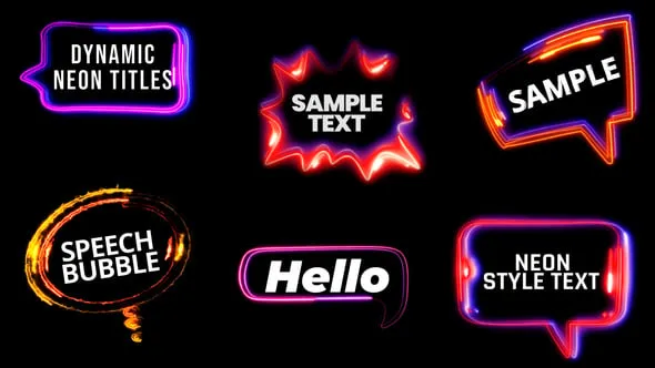 达芬奇模板-发光线条霓虹灯文本动画语音对话气泡标题DaVinci Resolve模板下载 Speech Bubbles