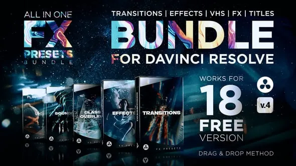 DaVinci Resolve FX 达芬奇18预设包括转场/效果/标题/VHS/音效 DaVinci Resolve FX Presets | Transitions, Effects, Titles, VHS, SFX