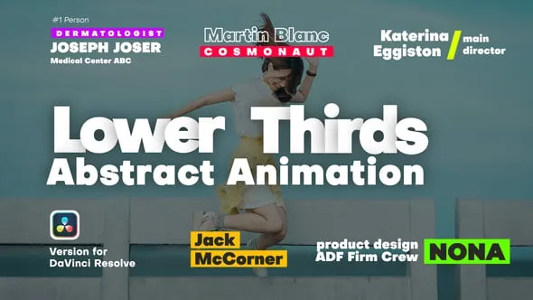达芬奇模板-社交媒体下三分之一标题视频字幕人名介绍DaVinci Resolve模板下载 Abstract Lower Thirds Animation