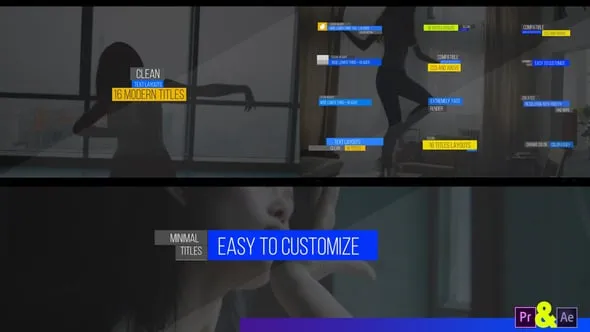 16个现代社交媒体标题文本动画字幕条AE模板PR模板 Modern 16 Minimal Titles
