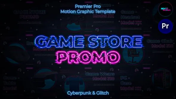 科技电子产品游戏商店促销宣传广告AE模板PR模板 Game Store Promo | MOGRT