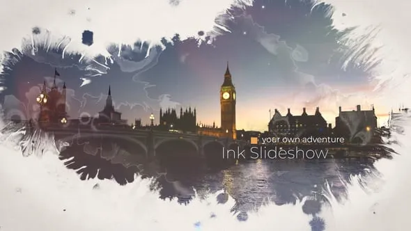 视差史诗油画晕染效果制作绝密档案视频预告复古相册AE模板PR模板 Ink Powered Adventure Slideshow