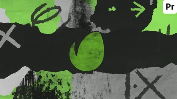 卡通动画撕纸复古网格视频片头LOGO动画PR模板 Ragged Logo