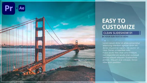 干净幻灯片宣传介绍公司企业图文动画视频AE模板PR模板 Clean Slideshow