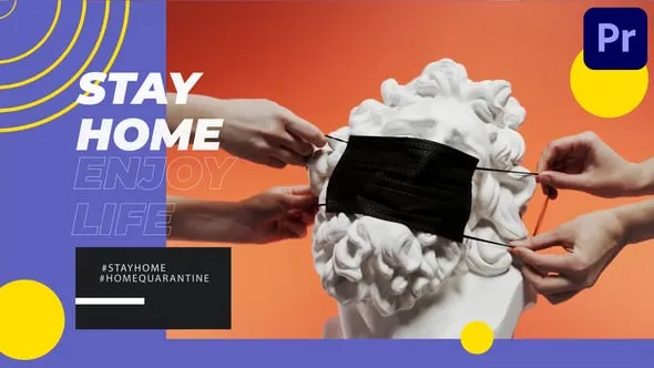 Covid-19预防病毒呆在家里宣传介绍视频动画制作PR模板 Covid-19 Prevention Stay at Home Mogrt
