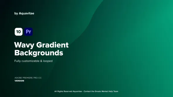 10个波浪渐变循环创意背景PR模板 Wavy Gradient Backgrounds MOGRT for Premiere Pro