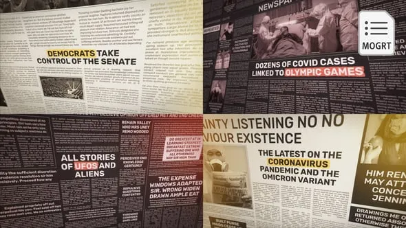 旧报纸新闻介绍复古风格世界大事件历史纪录片PR模板 Newspaper News Intro – MOGRT