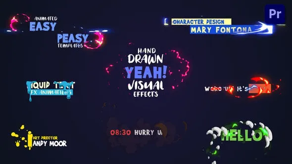 卡通字幕动画模板8组爆炸漫画风格效果文字标题设计PR模板 Cartoon Titles & Lower thirds Premiere Pro