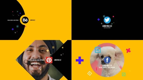 4个独特创意标志动画卡通图形演变效果PR模板 Logo Final Package