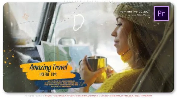 笔刷效果酒店旅馆度假视频旅行社旅游中心简短宣传片PR模板 Brushes Travel Intro