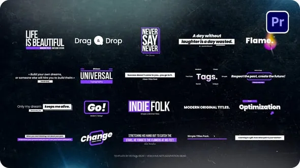 现代商务风格企业高级标题文本字幕动画PR模板 Premium Titles For Premiere Pro