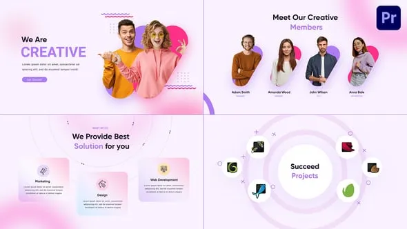 公司创意团队介绍业务展示企业营销宣传视频PR模板 Creative Team Promo Mogrt