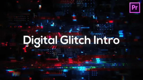 通用高科技数字企业故障介绍科技片头PR模板 Glitch Technology Intro for Premiere Pro