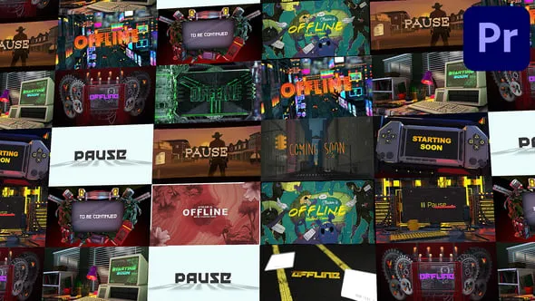 卡通赛博朋克风时髦复古漫画效果LOGO标题背景动画PR模板 Part2 Looped Backgrounds PP