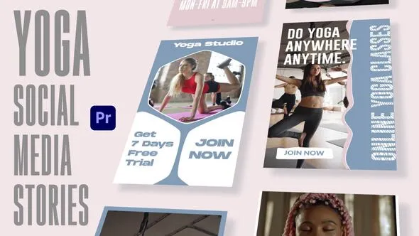 体育健身瑜伽介绍普拉提推广社交媒体短视频PR模板 YOGA-Social Media Stories