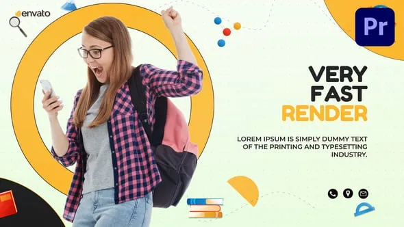 现代几何时尚卡通新颖教育潮流宣传片PR模板 Education Slideshow Mogrt