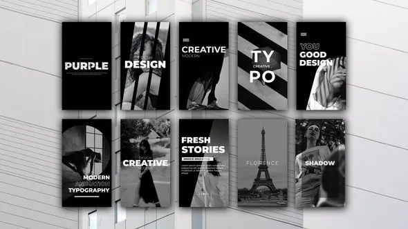 酷黑风商务潮流品牌包装社交媒体短视频PR模板 Minimal Stories Premiere Pro