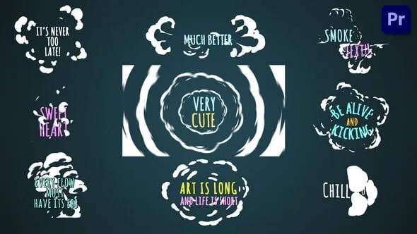 烟雾扩散效果动态创意卡通标题动画视频字幕PR模板 Smoke Cartoon Titles Premiere Pro