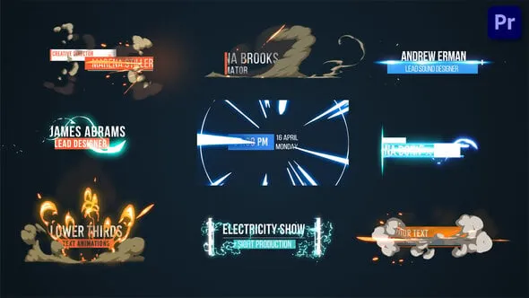 2D FX 卡通片头和漫画爆炸烟雾效果标题PR模板 2D FX Cartoon Titles & Lower thirds