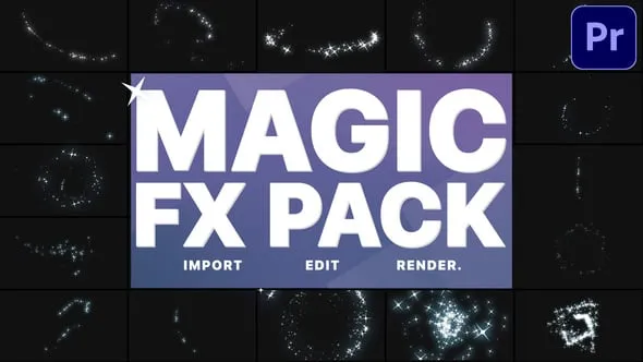 9种魔法闪烁星星粒子特效动画效果PR模板工程文件下载 Magic FX Pack | Premiere Pro
