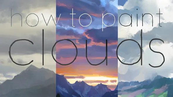PS中不同光照天气下云朵绘制实例视频教程 How to Paint Clouds, BUNDLE