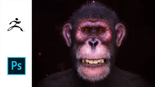 Zbrush逼真黑猩猩角色雕刻制作全流程视频教程 Creating a Realistic Chimpanzee in Zbrush