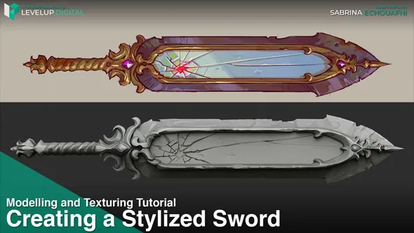 战神游戏概念艺术大剑武器设计工作流程视频教程 Creating a Stylized Sword by Sabrina Echouafni