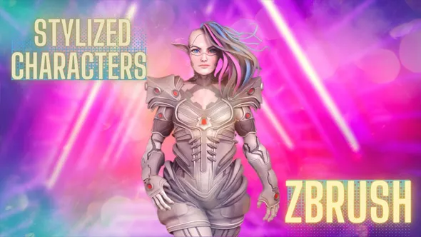 Zbrush赛博朋克女性角色雕刻建模实例制作视频教程 Zbrush - Sculpting Stylized Characters