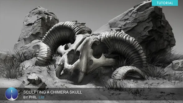 Zbrush动物骨架数字雕刻实例训练视频教程 Sculpting a Chimera Skull