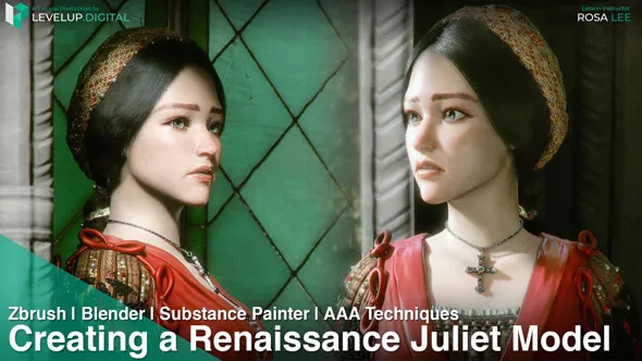 Zbrush文艺复兴时期朱丽叶角色制作全流程视频教程 Creating a Renaissance Juliet Model