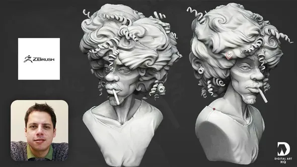 ZBrush个性角色半身像数字雕刻实例制作视频教程 Stylized sculpting from real life references in zBrush