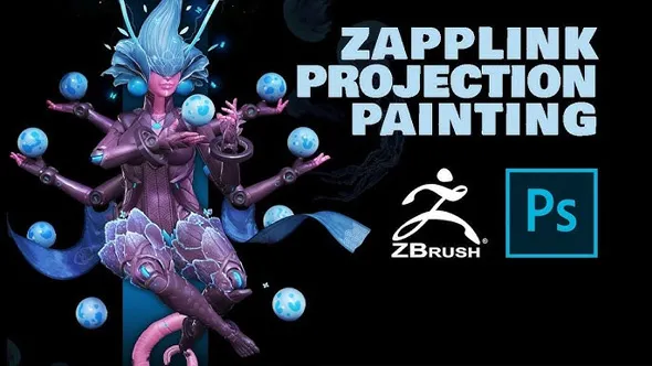 ZBrush概念游戏角色硬表面建模制作视频教程 中文字幕 Zapplink Projection Painting from ZBrush to Photoshop