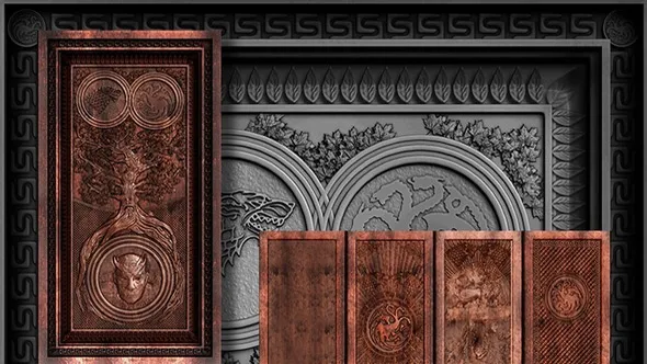 Zbrush权力的游戏影视木门道具制作流程视频教程 中文字幕 ZBrush Course - Creating Game of Thrones Style Panel Art