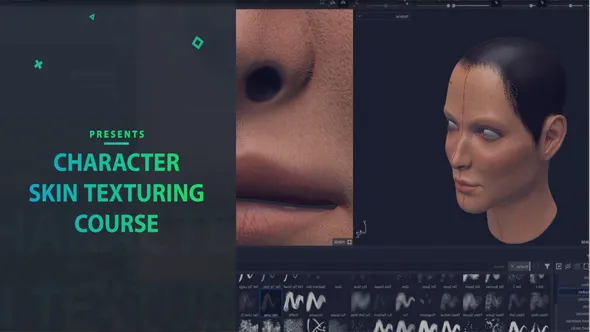 Substance Painter逼真人物角色皮肤纹理制作流程视频教程 Character Skin Texturing Course (CSTC) heads and body
