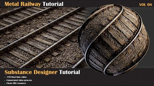 Substance 3D Designer金属铁路铺轨材质实例制作教程 Metal Railway Tutorial – VOL 08