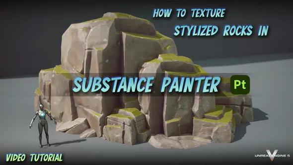 Substance Painter风格化岩石纹理处理技术视频课程 How to Texture Stylized Rocks in Substance Painter