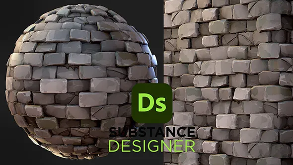 Substance Designer风格和砖块纹理制作视频课程 Stylized Bricks – Substance 3D Designer