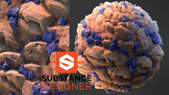Substance Designer风格化游戏拉祖石材质制作教程 Stylized Crystal Rock Lazurite – Substance Designer