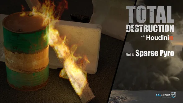 Houdini破坏与火焰视觉特效制作视频教程 Total Destruction: vol.4 Sparse Pyro