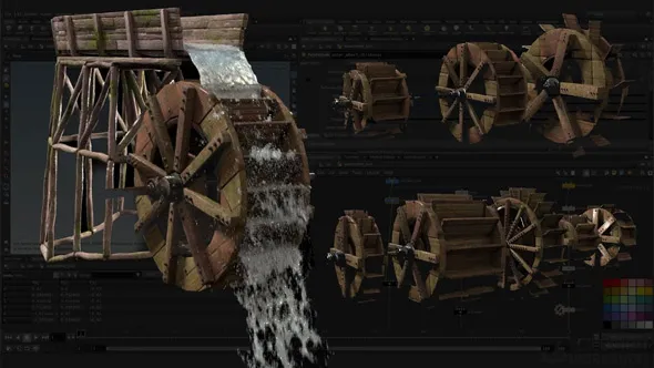 Houdini程序性水车流体模拟特效制作视频教程 Create a Procedural Waterwheel Simulation in Houdini With David Silberbauer