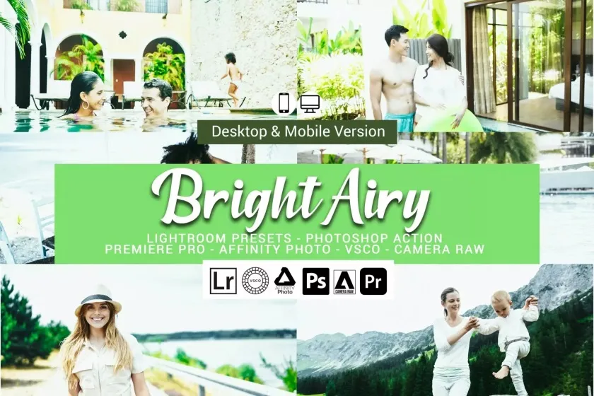 明亮通透人像LR预设PS动作和电影级LUT预设 Bright Airy Lightroom Presets