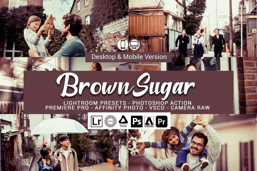 古典红糖色胶片Lightroom预设/APP滤镜/旅行Vlog视频调色LUT预设 Brown Sugar Lightroom Presets