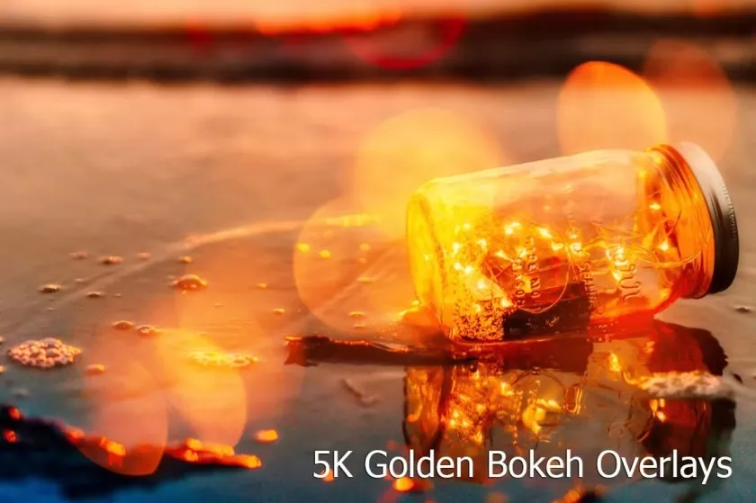 5K金色散景光斑镜头光晕叠加合成前景素材 Golden Bokeh Overlays