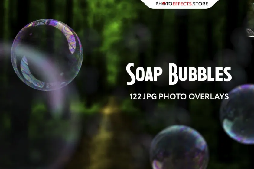 122张梦幻肥皂泡泡气泡水泡后期叠加合成素材 附动作122 Soap Bubbles Photo Overlays